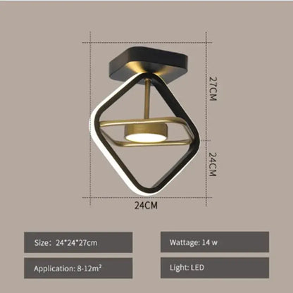 Modern gold & black ring led ceiling light for living room
