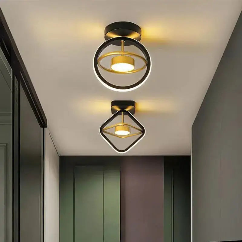 Modern gold & black ring led ceiling light for living room
