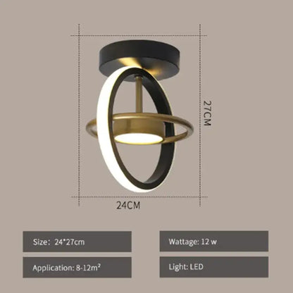 Modern gold & black ring led ceiling light for living room