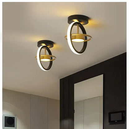 Modern gold & black ring led ceiling light for living room