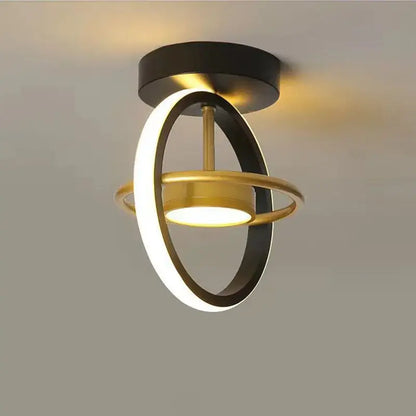 Modern gold & black ring led ceiling light for living room