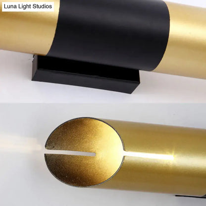 Modern gold & black rotatable cylinder wall sconce bedroom light