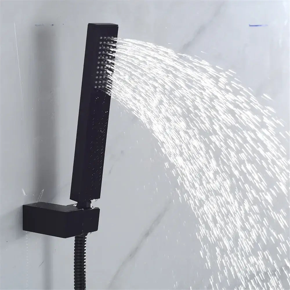 Modern gold & black shower set bathroom waterfall tub mixer