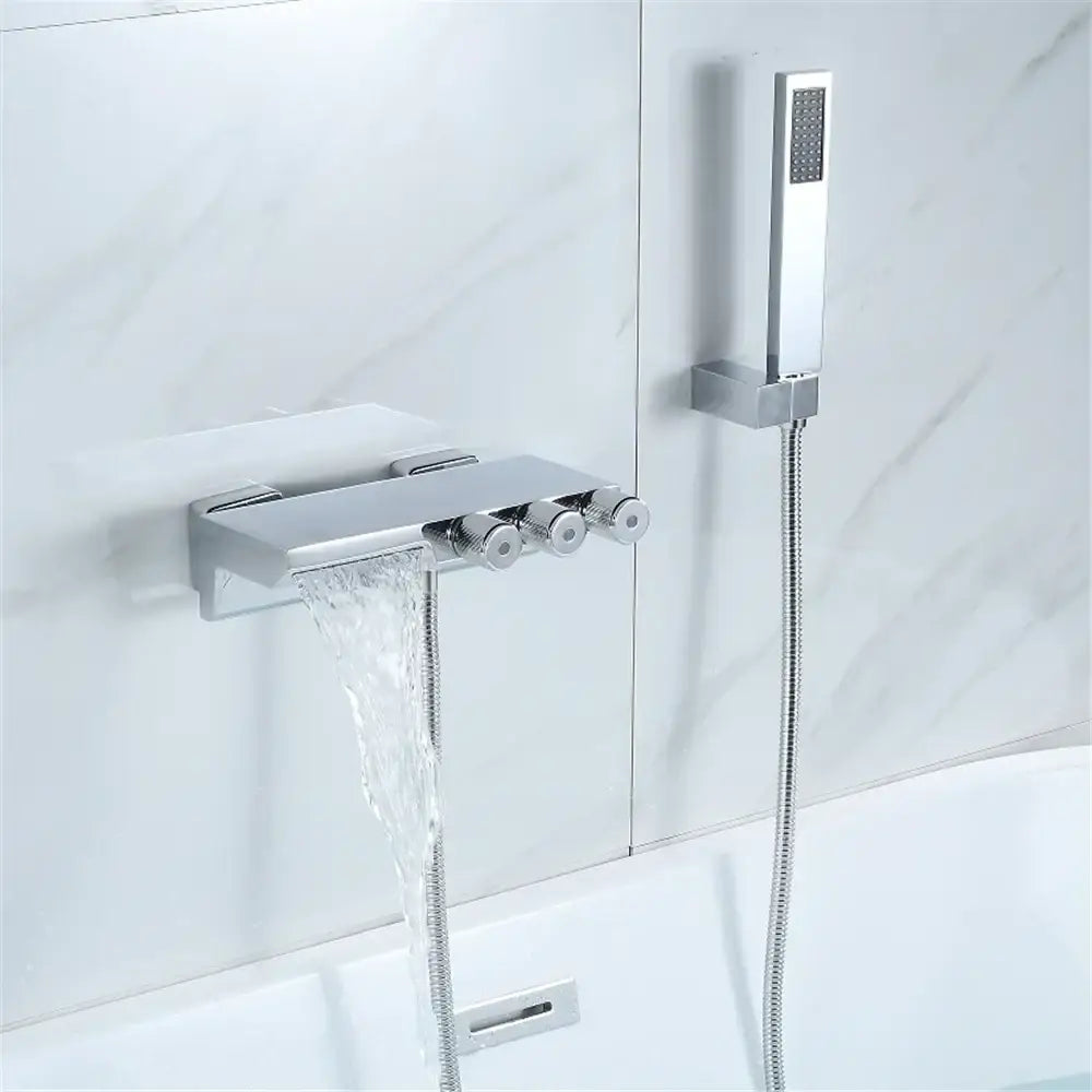 Modern gold & black shower set bathroom waterfall tub mixer