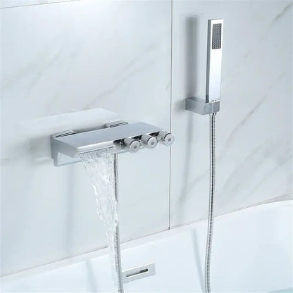 Modern gold & black shower set bathroom waterfall tub mixer