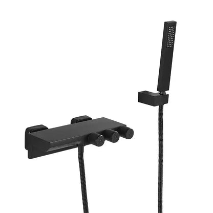 Modern gold & black shower set bathroom waterfall tub mixer