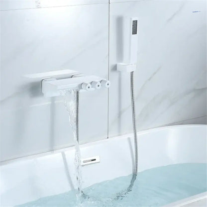 Modern gold & black shower set bathroom waterfall tub mixer