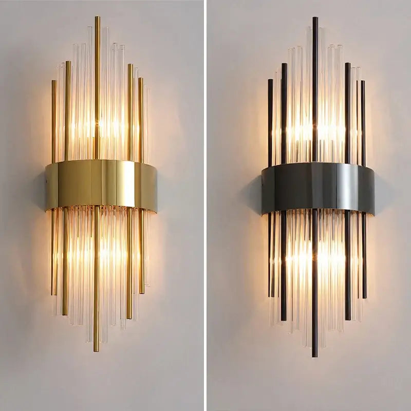 Modern gold & black stainless steel wall sconce living room light