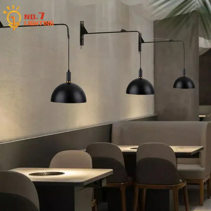 Modern gold & black swing arm wall lamp bedroom sconce