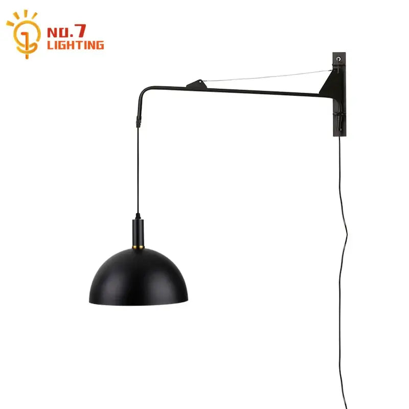 Modern gold & black swing arm wall lamp bedroom sconce