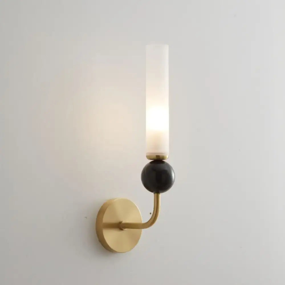 Modern gold & black wall lamp with glass shade living room decor