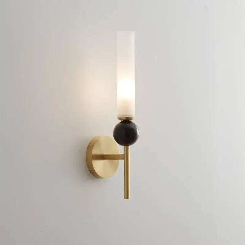 Modern gold & black wall lamp with glass shade living room decor