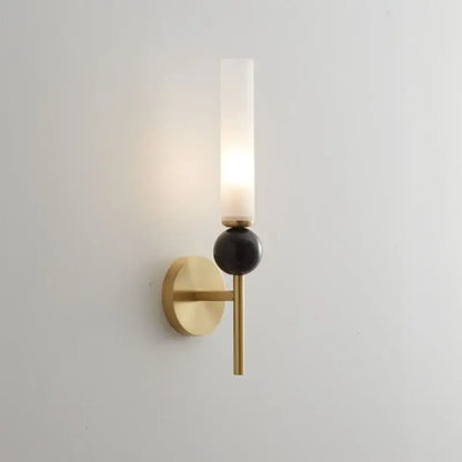Modern gold & black wall lamp with glass shade living room decor
