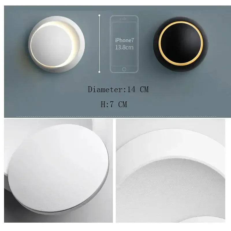 Modern gold black & white adjustable led crescent wall light