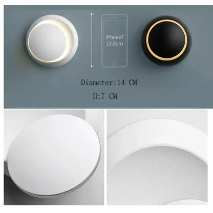 Modern gold black & white adjustable led crescent wall light