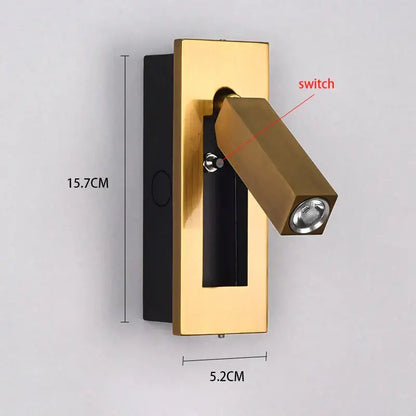 Modern gold black & white led wall lamp bedroom reading light
