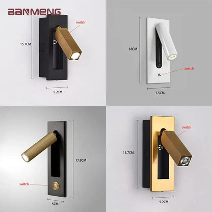 Modern gold black & white led wall lamp bedroom reading light