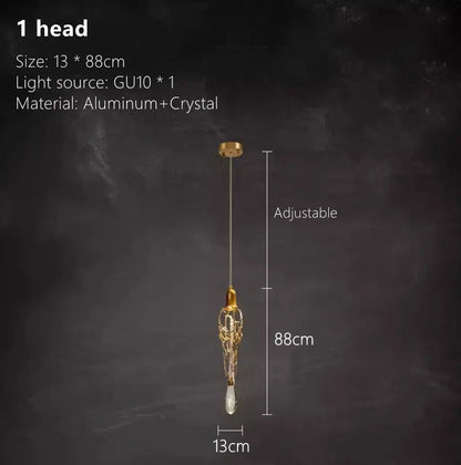 Modern gold branch art cage crystal chandelier dining room light
