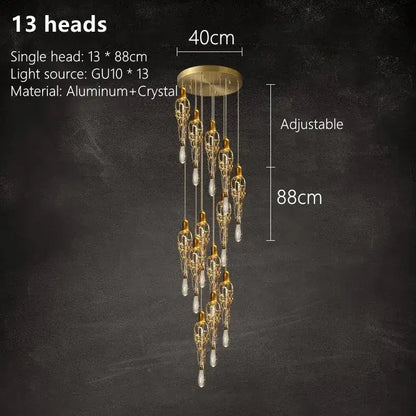 Modern gold branch art cage crystal chandelier dining room light