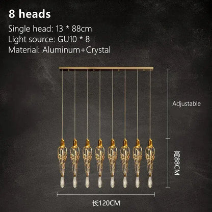 Modern gold branch art cage crystal chandelier dining room light
