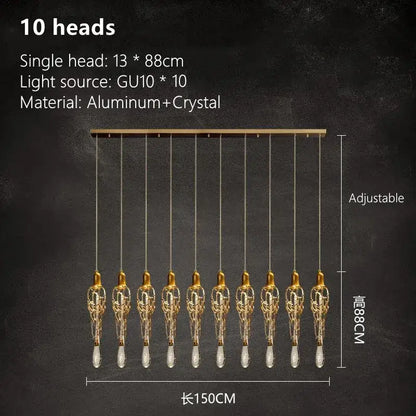 Modern gold branch art cage crystal chandelier dining room light
