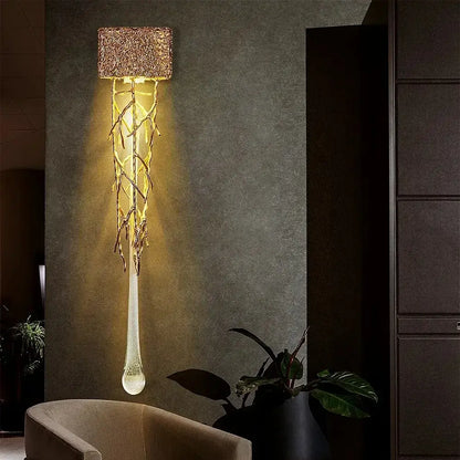 Modern gold branch art cage crystal chandelier dining room light