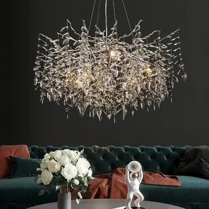 Modern gold branch crystal chandelier dining room led light