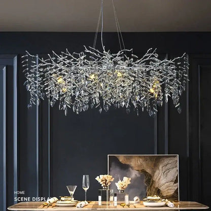 Modern gold branch crystal chandelier dining room led light