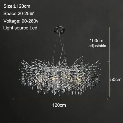 Modern gold branch crystal chandelier dining room led light