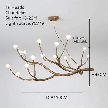 Modern gold branch glass bubble resin pendant light dining room