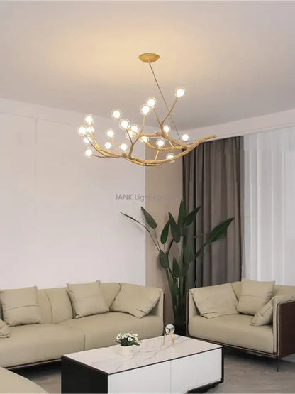 Modern gold branch glass bubble resin pendant light dining room