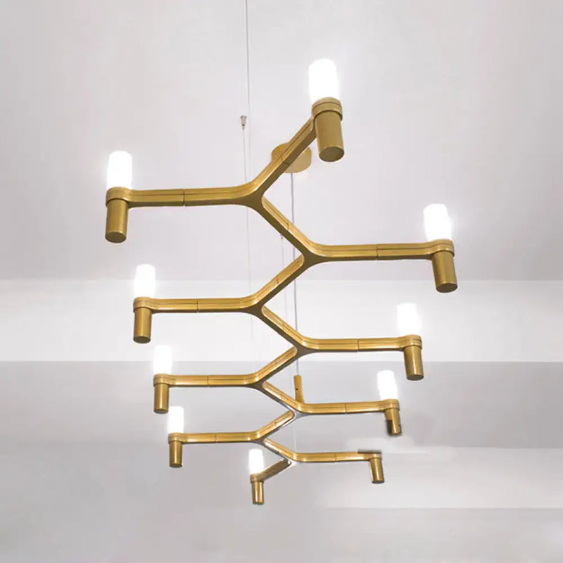 Modern gold branching island pendant light for dining room