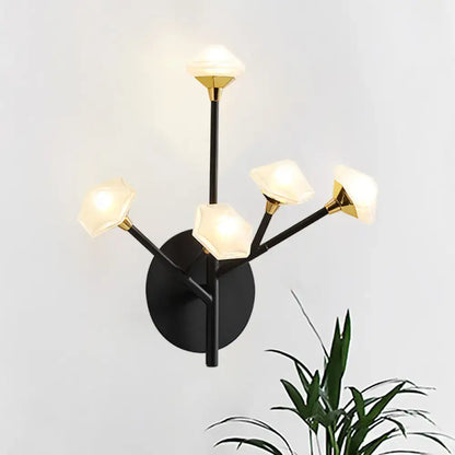 Modern gold branching wall sconce with acrylic shade living room