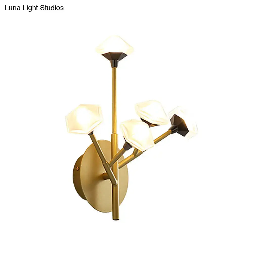 Modern gold branching wall sconce with acrylic shade living room