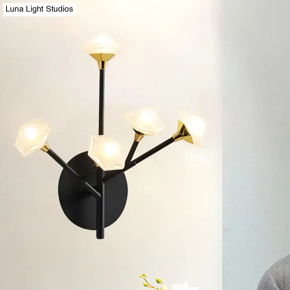 Modern gold branching wall sconce with acrylic shade living room