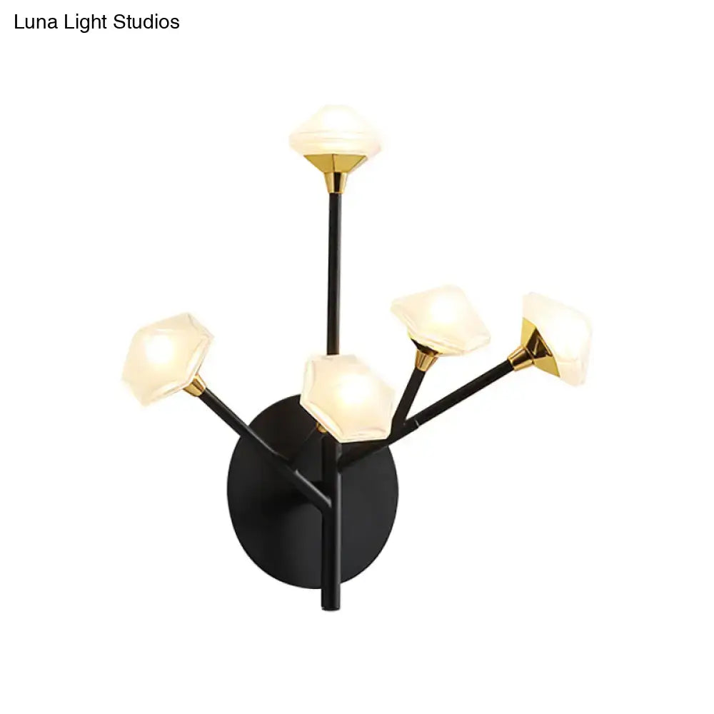 Modern gold branching wall sconce with acrylic shade living room
