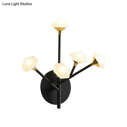 Modern gold branching wall sconce with acrylic shade living room