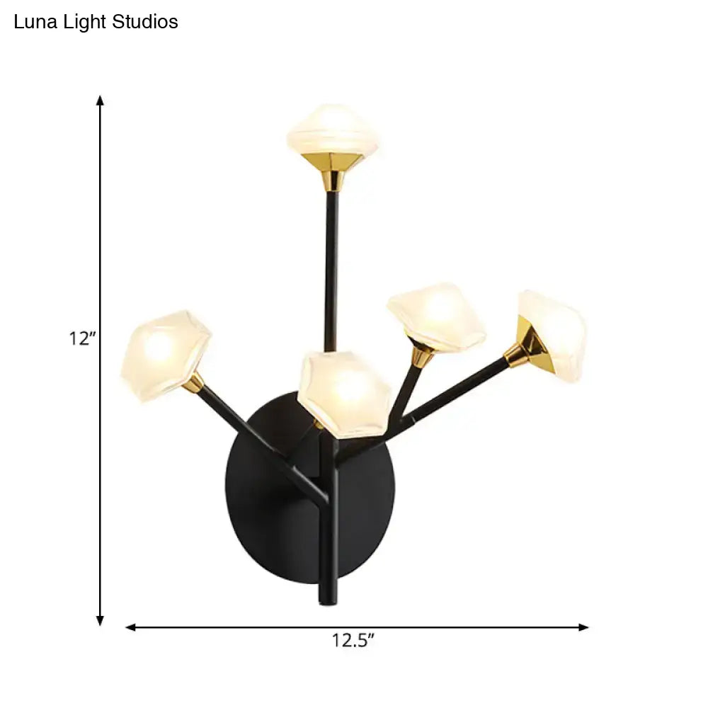 Modern gold branching wall sconce with acrylic shade living room