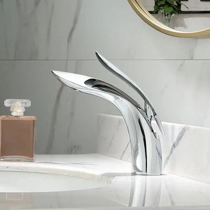Modern gold brass basin faucet bathroom sink mixer flowing design