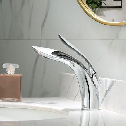 Modern gold brass basin faucet bathroom sink mixer flowing design