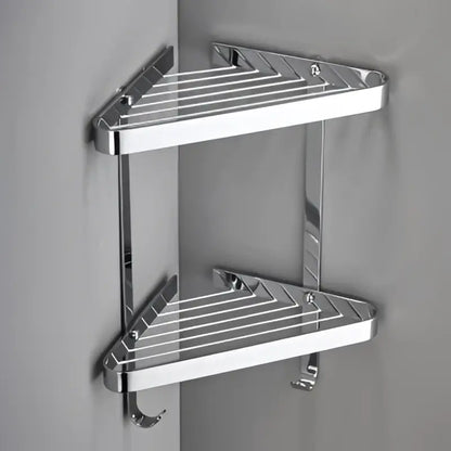 Modern gold brass bathroom shower rack with hooks – bathroom shelf