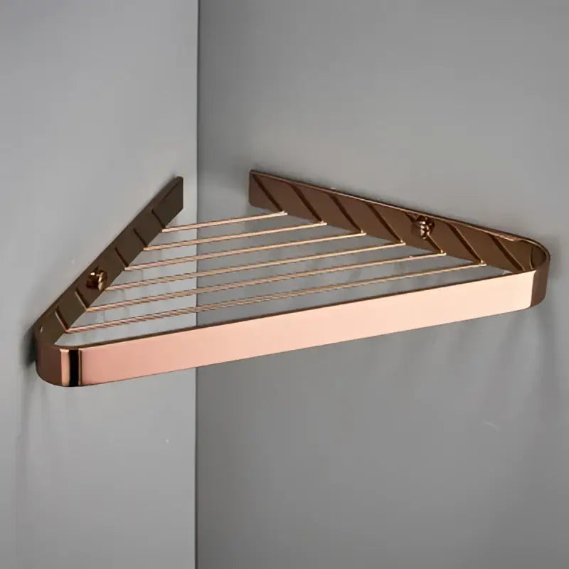 Modern gold brass bathroom shower rack with hooks – bathroom shelf