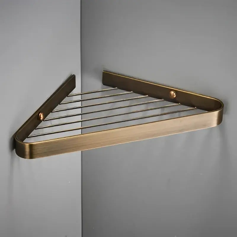 Modern gold brass bathroom shower rack with hooks – bathroom shelf