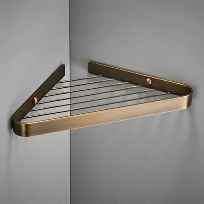Modern gold brass bathroom shower rack with hooks – bathroom shelf