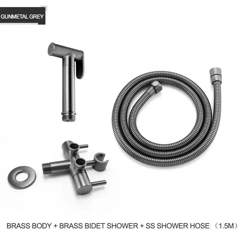 Modern gold brass bidet shower head with double valve for bathroom