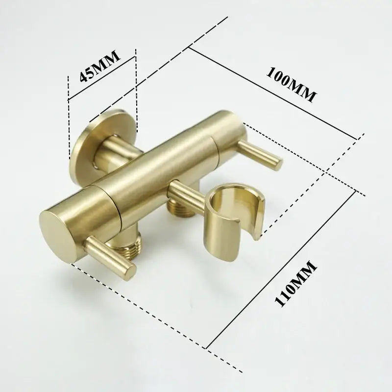 Modern gold brass bidet shower head with double valve for bathroom
