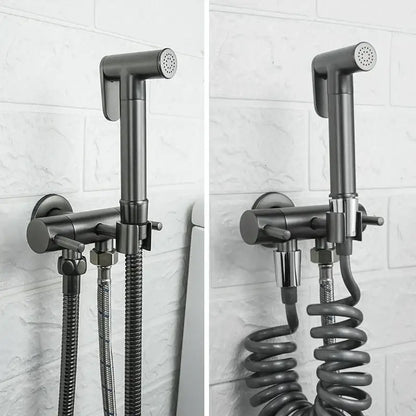 Modern gold brass bidet shower head with double valve for bathroom