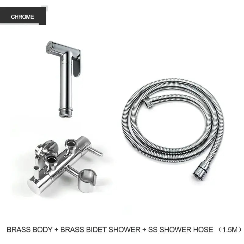 Modern gold brass bidet shower head with double valve for bathroom