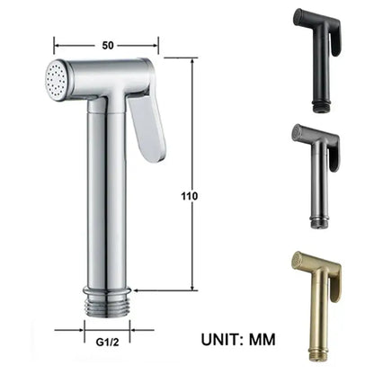 Modern gold brass bidet shower head with double valve for bathroom