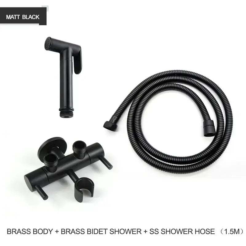 Modern gold brass bidet shower head with double valve for bathroom